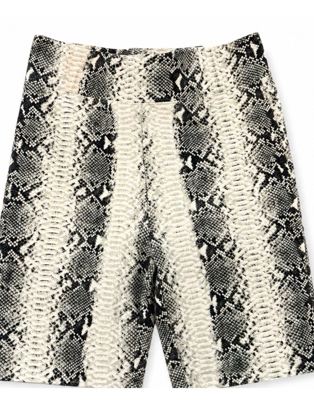 Anthropologie Snake Print High Rise Biker Shorts Small Black White